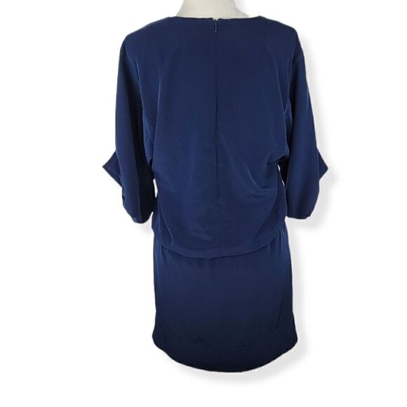 Laundry Navy Blue V-neck 3/4 sleeves Dress Size 2 - Picture 3 of 6